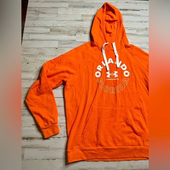 Under Armour Hoodie Mens XLOrange Loose Fit Fleece Pullover Orlando FL - Picture 3 of 9